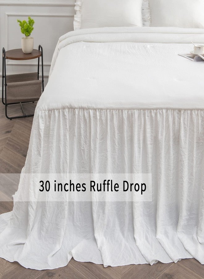 Bonlino Home Bedding Bedspread Set Quilt - Farmhouse Bedspread Summer Coverlet Bed Spreads, Lightweight Quilt Chic Vintage Bedding Ruffle Skirt Bedroom Rustic with 2 Pillow Shams (King, White) - Image 4