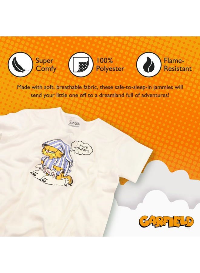 Garfield Kids' Big Girls' 2-Piece Loose-fit Pajama Set, Grumpy Garfield Shorts, 6 - Image 3
