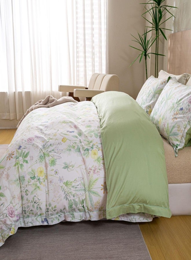 OAITE Duvet Cover Set Queen Size Floral Pattern Ultra Soft 100% Cotton Duvet Cover Sets 3-PC, Breathable Duvet Cover with Zipper Closure & Corner Ties(2 Pillow Shams,1 Duvet Cover) - Image 5