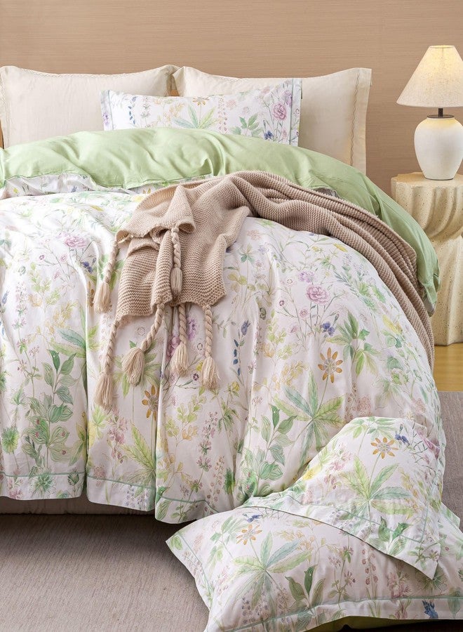 OAITE Duvet Cover Set Queen Size Floral Pattern Ultra Soft 100% Cotton Duvet Cover Sets 3-PC, Breathable Duvet Cover with Zipper Closure & Corner Ties(2 Pillow Shams,1 Duvet Cover) - Image 3