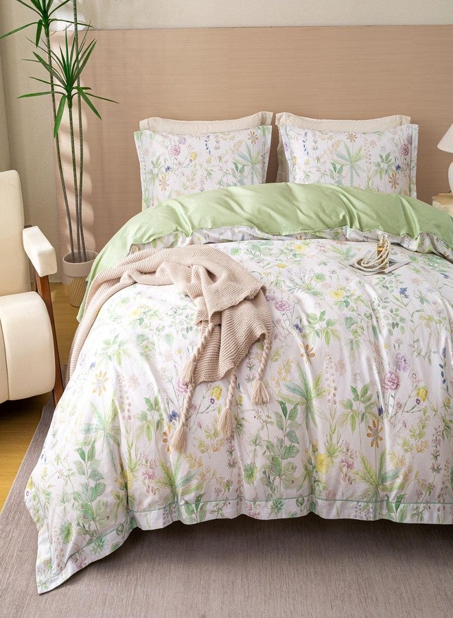 OAITE Duvet Cover Set Queen Size Floral Pattern Ultra Soft 100% Cotton Duvet Cover Sets 3-PC, Breathable Duvet Cover with Zipper Closure & Corner Ties(2 Pillow Shams,1 Duvet Cover) - Image 2