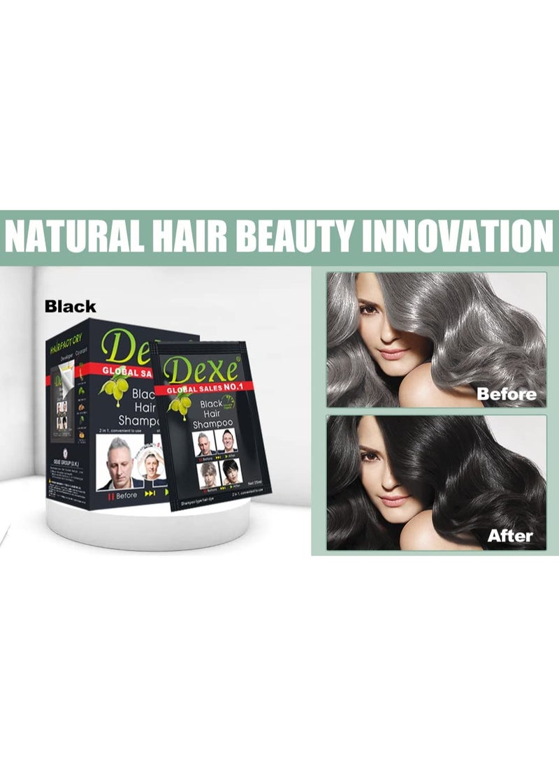 Dexe Dexe Global SALES NO.1 Black Hair Dye Shampoo – 3-in-1 Color Boost Technology, Ammonia-Free, Instant Gray Coverage, 25ml x10  - Image 4