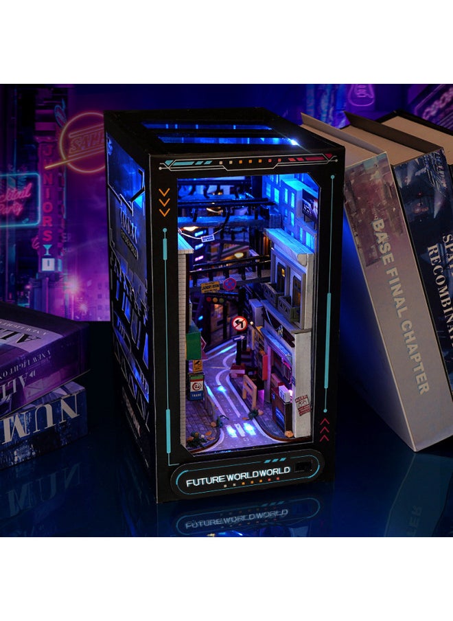 null - Tianyi Diy Miniature House Tc36 Cyberpunk Style Handmade Assembly Creative 3d Bookshelf Model Ornament Toy/architectural Model-Color:Tc36 Near Future (thick Color Box)-english - Image 1