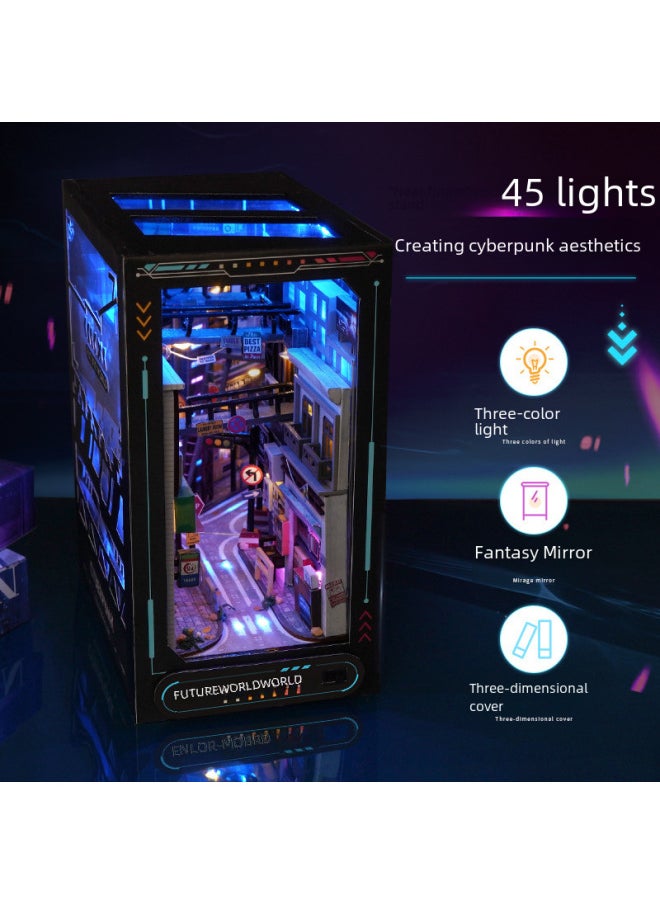 null - Tianyi Diy Miniature House Tc36 Cyberpunk Style Handmade Assembly Creative 3d Bookshelf Model Ornament Toy/architectural Model-Color:Tc36 Near Future (thick Color Box)-english - Image 1