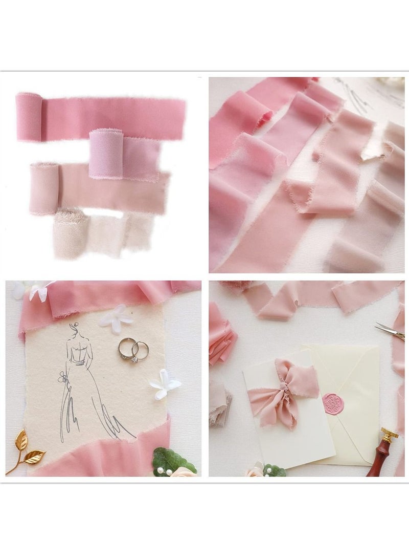 KASTWAVE 6 Rolls Gift and Bouquet Wrap Ribbon Handmade Fringe Chiffon 3.5x450cm - Image 2