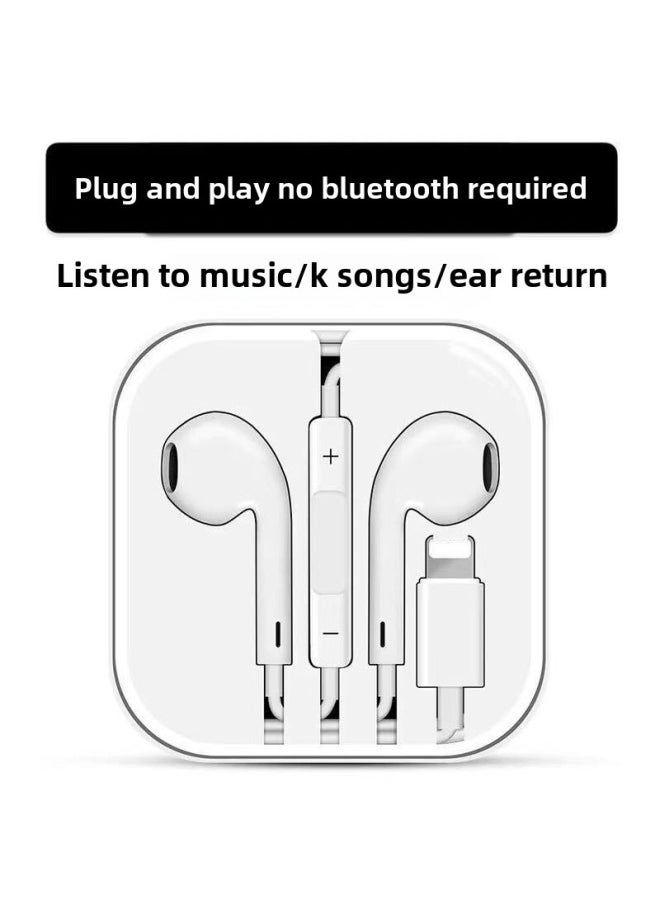 Generic - Lighting Apple Plug Wired Headset White Half In-Ear-Color:Plug And Play Wired Apple Headphones - Image 1
