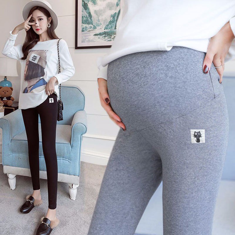 Pregnant Womens Leggings Pregnant Womens Pants Spring and Autumn Autumn Thin Pregnancy Autumn and Winter Casual Leggings Trousers Outer Wear Dark gray  - Image 1