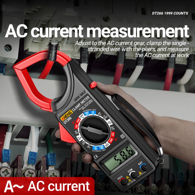 ANENG DT266 LCD 1999 Count Digital True RMS Professional Clamp Meter AC/DC Current Voltage Tester Multimeter Pliers Ammeter with LCD Display - Image 5