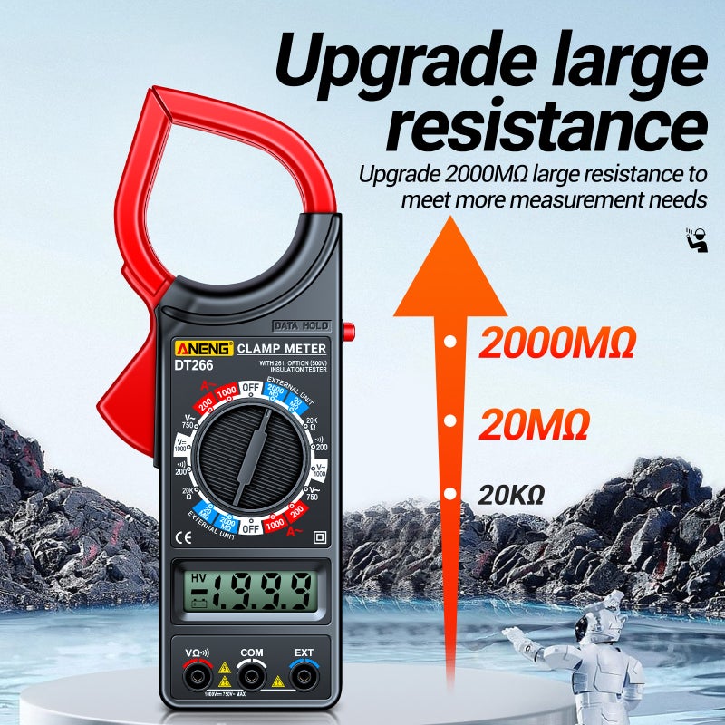 ANENG DT266 LCD 1999 Count Digital True RMS Professional Clamp Meter AC/DC Current Voltage Tester Multimeter Pliers Ammeter with LCD Display - Image 3