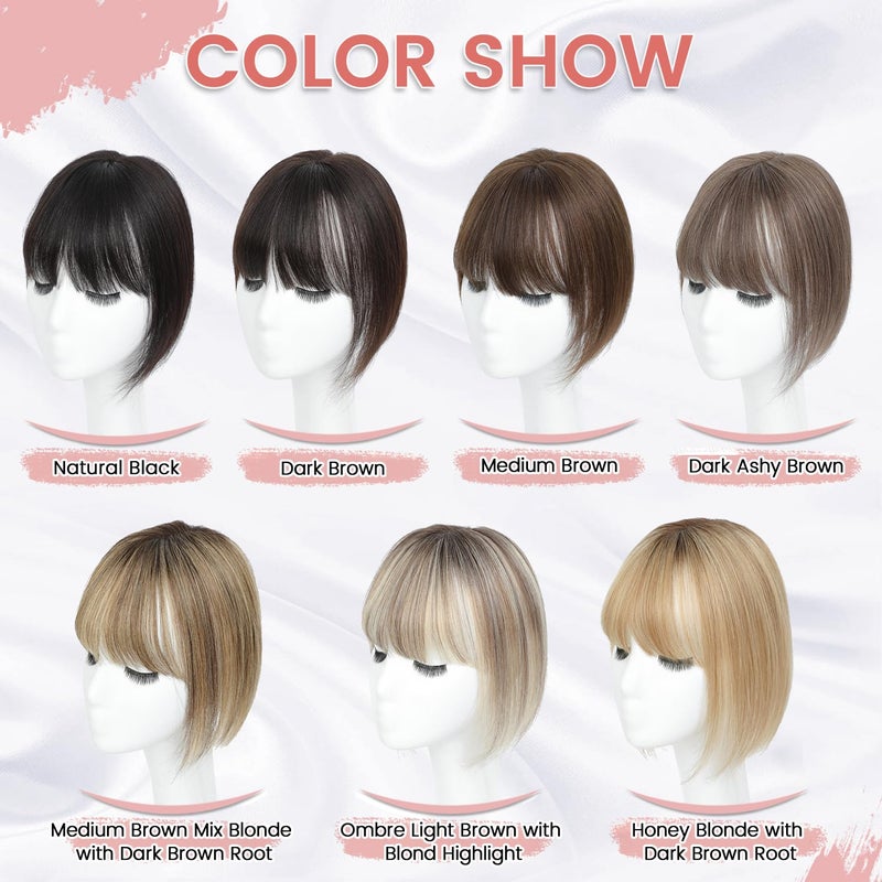 YAMI Human Hair Toppers for Women with Thinning Hair Topper with Bangs Upgrade Swiss Base 10inch Hairpiecees for Women with Hairloss (Ombre Light Brown with Blond Highlight) - Image 5