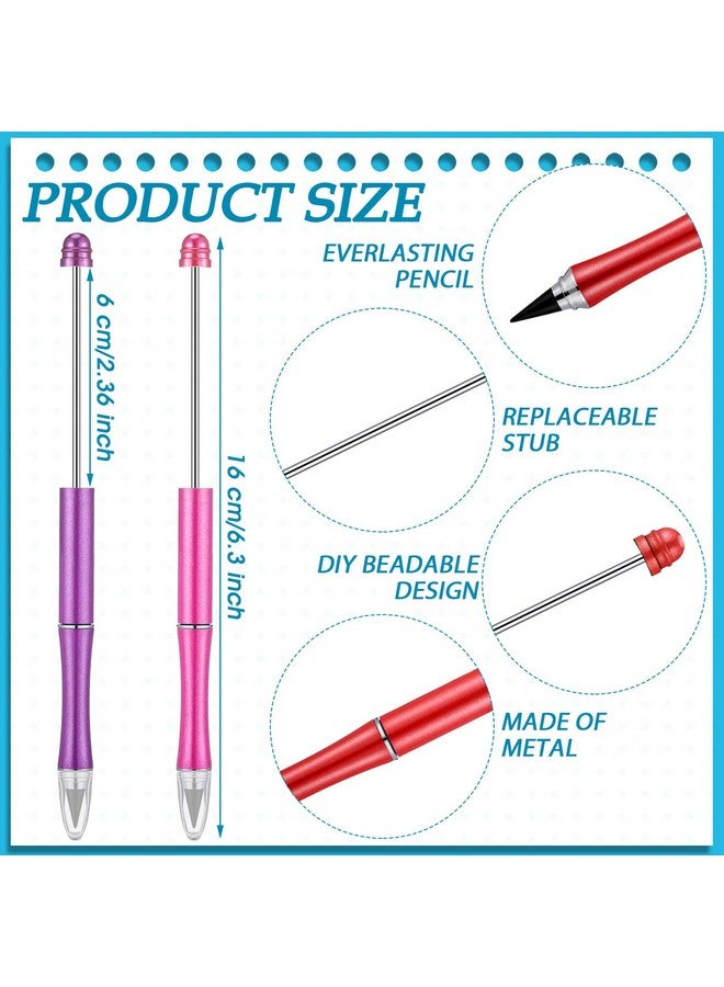 Maitys 14 Pcs Beadable Pencil With 42 Pcs Replacement Nibs Inkless Everlasting Pencil Diy Reusable Eternal Pencil Writing Pencil For Kids Students Gifts Classroom Home Office School Supplies - Image 2