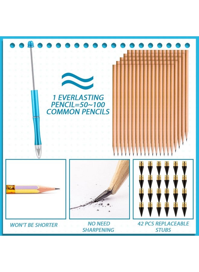 Maitys 14 Pcs Beadable Pencil With 42 Pcs Replacement Nibs Inkless Everlasting Pencil Diy Reusable Eternal Pencil Writing Pencil For Kids Students Gifts Classroom Home Office School Supplies - Image 3