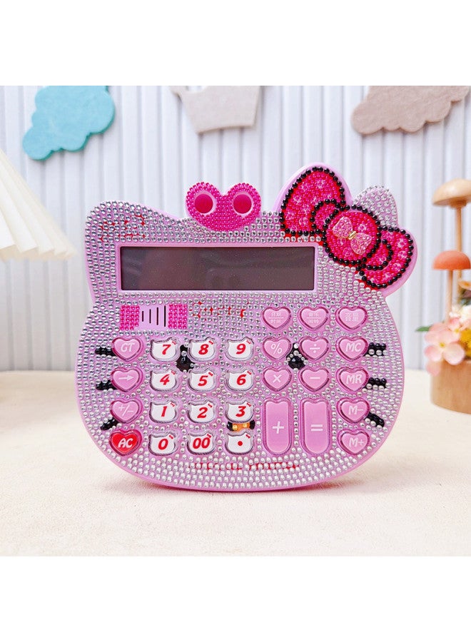 Creative Cute Voice Calculator Cartoon Human Voice Crystal Pink Computer Diamond Set For Student Office