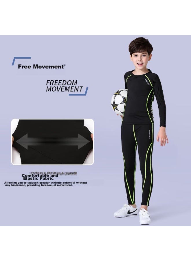 Buruite Children's Quick-dry Sportswear Set, Basketball And Soccer Training Fitness Wear, Tight-fitting Shirt For Boys, Running, Student Badminton Outfit - Image 2