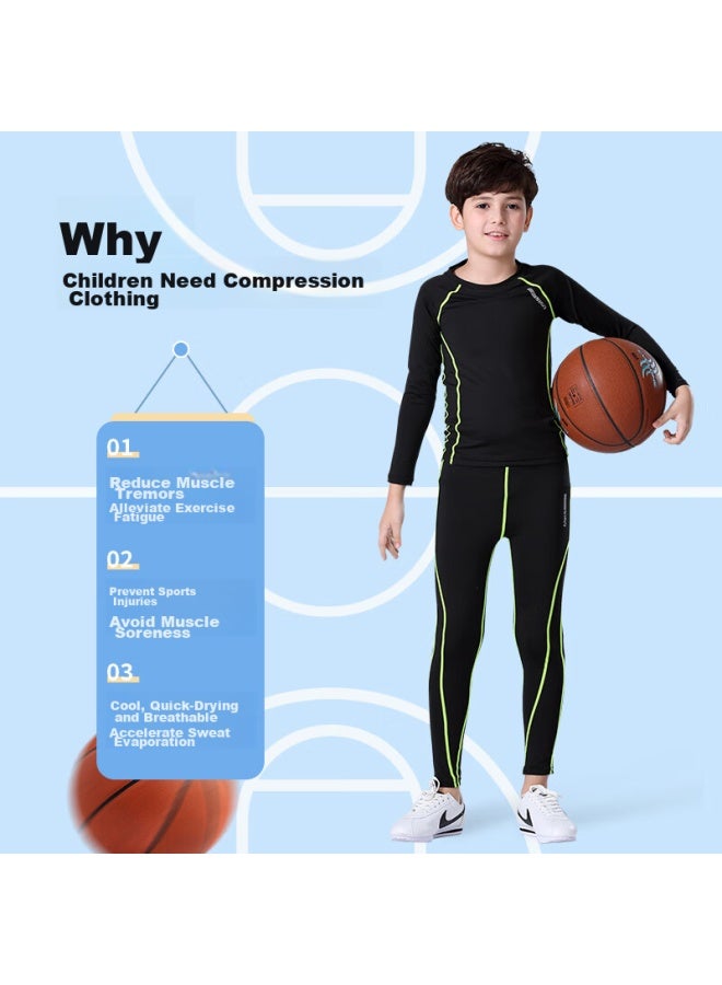 Buruite Children's Quick-dry Sportswear Set, Basketball And Soccer Training Fitness Wear, Tight-fitting Shirt For Boys, Running, Student Badminton Outfit - Image 4