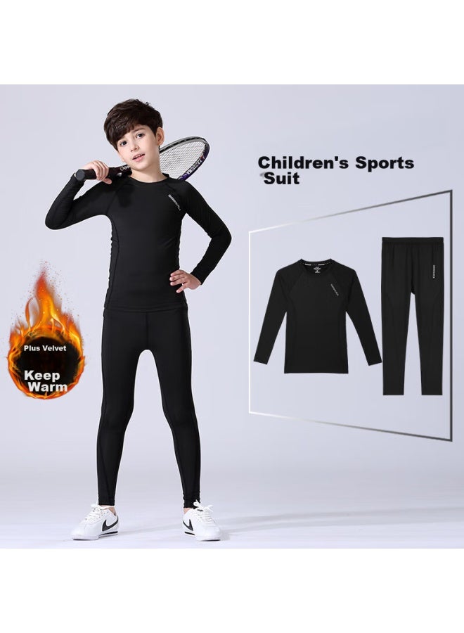 Buruite Children's Quick-dry Sportswear Set, Basketball And Soccer Training Fitness Wear, Tight-fitting Shirt For Boys, Running, Student Badminton Outfit - Image 1