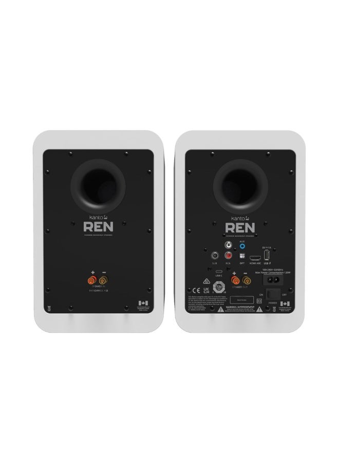Kanto Audio REN 200W Powered Bookshelf Speakers with HDMI ARC, USB-C, and Bluetooth 5.3-Matte White, Pair - Image 2