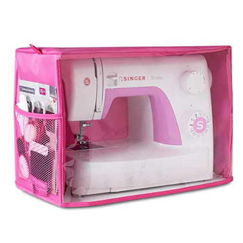 Addicted DEPO Sewing Machine Cover with Convenient Pockets Protective Quilted Dust Cover Pro Universal for Most Standard Singer Brother Machines Rodis PinkVisible - Image 3