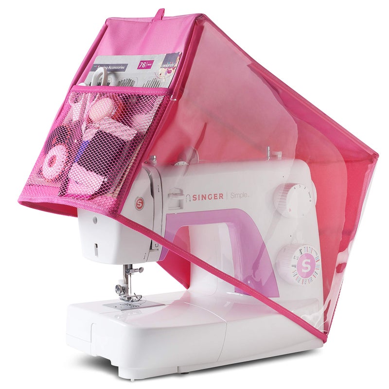 Addicted DEPO Sewing Machine Cover with Convenient Pockets Protective Quilted Dust Cover Pro Universal for Most Standard Singer Brother Machines Rodis PinkVisible - Image 2