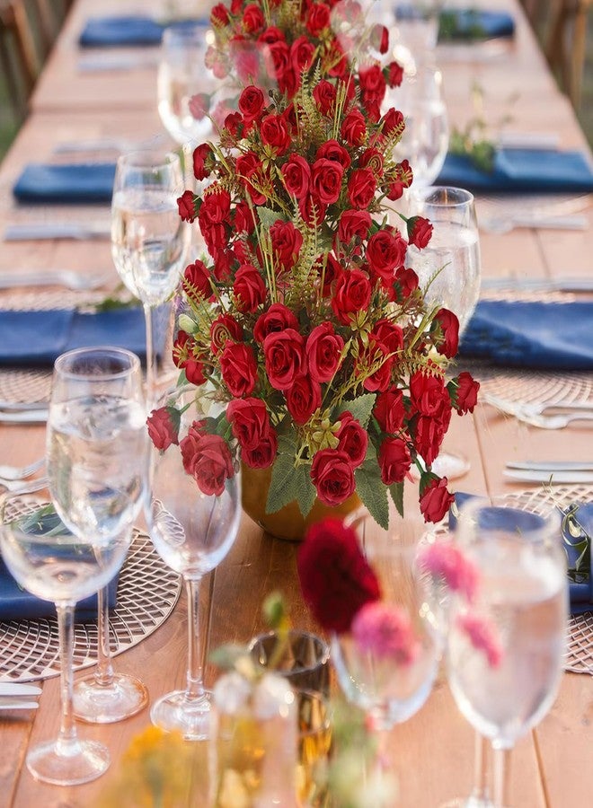 CITYES 4 Pcs Fake Roses Artificial Flowers Bouquet Red Mini Rose Heads Silk Flowers for Vase Centerpiece Table Wedding Party Bridal Shower DIY Home Indoor Outdoor Valentines Day Decor - Image 4
