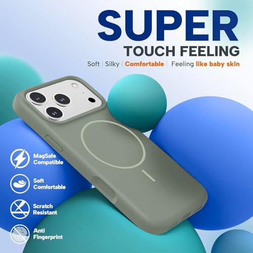 mobistyle Magnetic Silicone Back Cover for iPhone 17 Pro 6.3-Inch, Compatible with Mag-Safe, Silky Soft Touch, Shock Absorbing Phone Cover Case with Camera Lens Protection (Grey) - Image 3