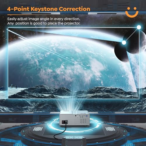 YABER Projector with WiFi and Bluetooth, 15000L Native 1080P Movie Projector, 4K Supported, Portable Home Theater Projector, 4D/4P Keystone&Zoom, with Bag Compatible with iOS/Android/TV stick/PS5/HDMI - Image 4