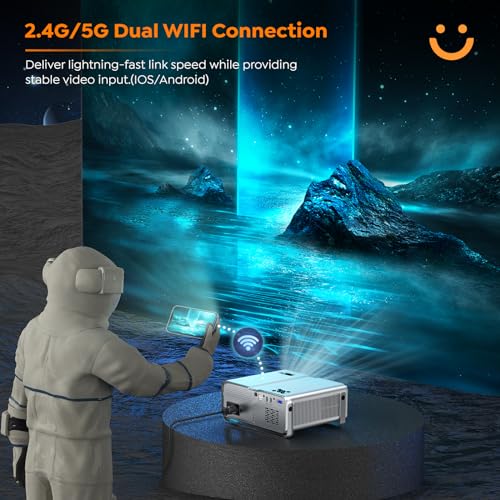 YABER Projector with WiFi and Bluetooth, 15000L Native 1080P Movie Projector, 4K Supported, Portable Home Theater Projector, 4D/4P Keystone&Zoom, with Bag Compatible with iOS/Android/TV stick/PS5/HDMI - Image 5