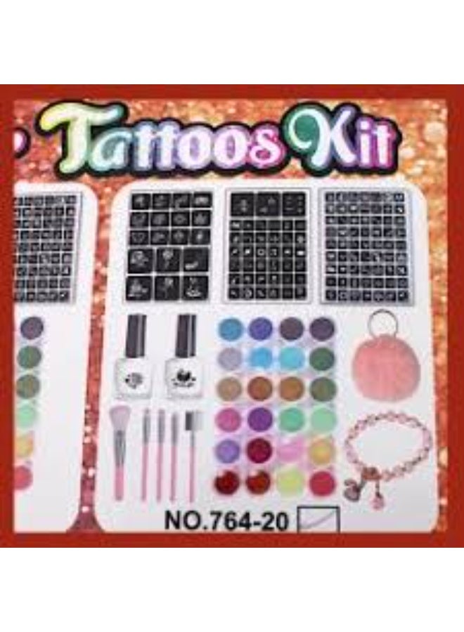 مجموعة وشم لامعة للأطفال: 24 لونًا نابضًا بالحياة، واستنسلًا، وفرشًا لوشم ممتع يمكنك صنعه بنفسك - Image 5