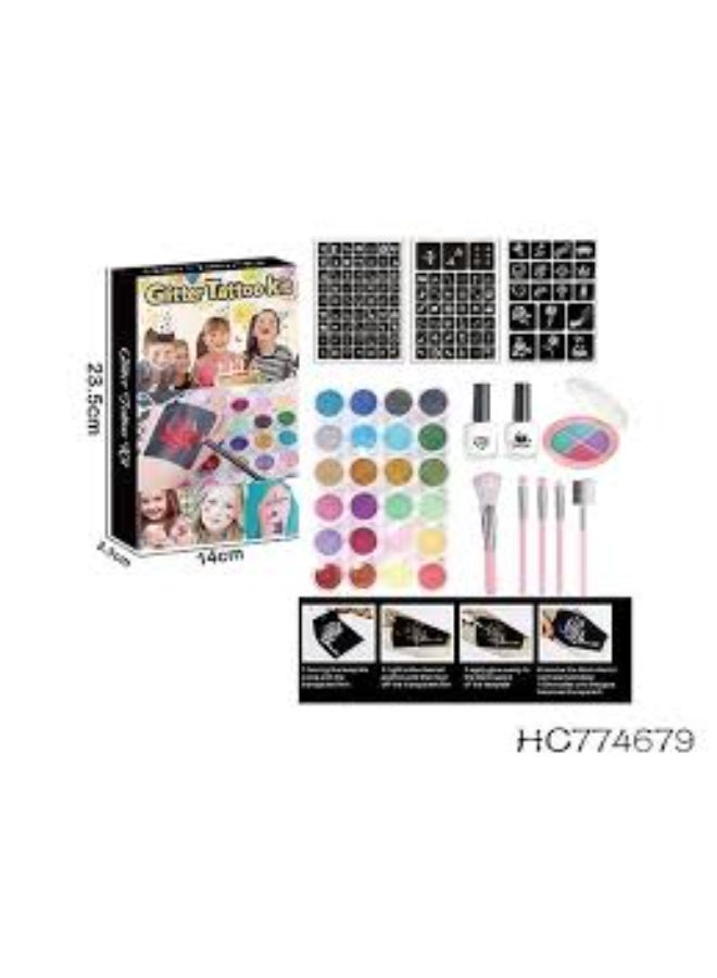 مجموعة وشم لامعة للأطفال: 24 لونًا نابضًا بالحياة، واستنسلًا، وفرشًا لوشم ممتع يمكنك صنعه بنفسك - Image 2