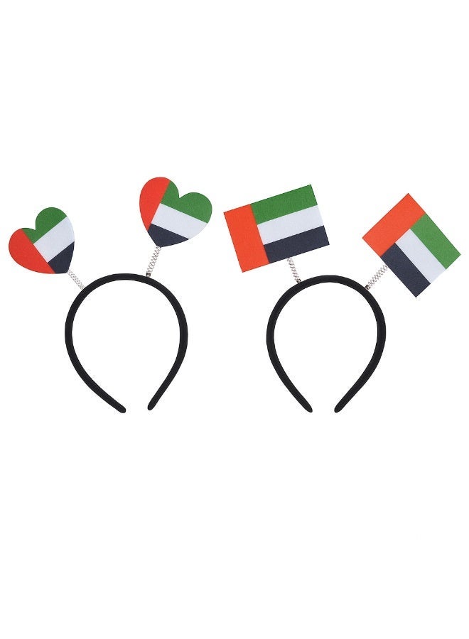 UAE Headband, UAE National Day Hair Accessories UAE National Day Hair Clip for Women Men Girl Kids (Multicolor 2pcs Headband, One Size) - Image 1