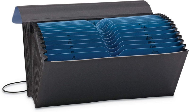Smead TwoWay Handy Organizer File 21 Pockets Alphabetic AZ and Monthly JanDec Flap and Elastic Cord Closure BlueBlack 70506 - Image 1