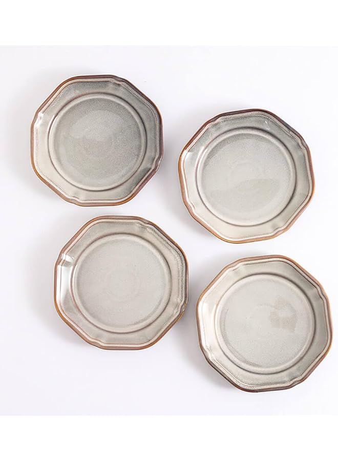 شور طقم أطباق عشاء سيراميك مكون من 4 قطع، طقم أطباق عشاء مقاس 7.3 بوصة للحفلات، أطباق عشاء آمنة للاستخدام في الميكروويف والتزجيج، أطباق عشاء وأطباق شرائح لحم الضأن لحفلات الزفاف ورمضان - Image 2