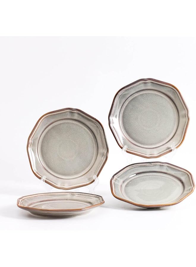 شور طقم أطباق عشاء سيراميك مكون من 4 قطع، طقم أطباق عشاء مقاس 7.3 بوصة للحفلات، أطباق عشاء آمنة للاستخدام في الميكروويف والتزجيج، أطباق عشاء وأطباق شرائح لحم الضأن لحفلات الزفاف ورمضان - Image 1