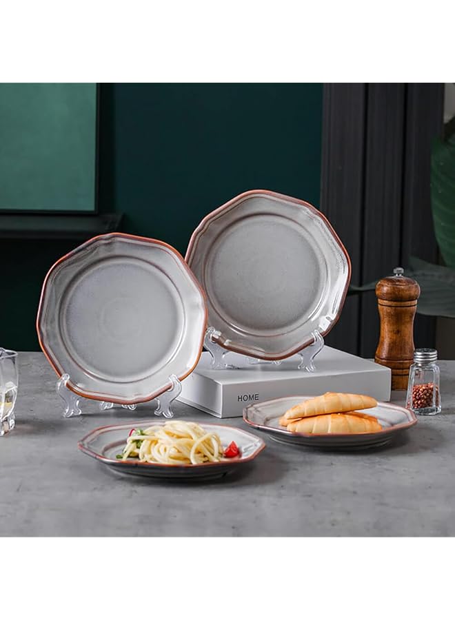 شور طقم أطباق عشاء سيراميك مكون من 4 قطع، طقم أطباق عشاء مقاس 7.3 بوصة للحفلات، أطباق عشاء آمنة للاستخدام في الميكروويف والتزجيج، أطباق عشاء وأطباق شرائح لحم الضأن لحفلات الزفاف ورمضان - Image 5