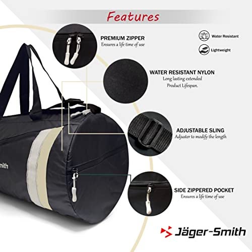 Jager_Smith Jager-Smith GB 900 Multipurpose Gym Bag with Shoe Compartment (Black, White & Cream) - Image 4