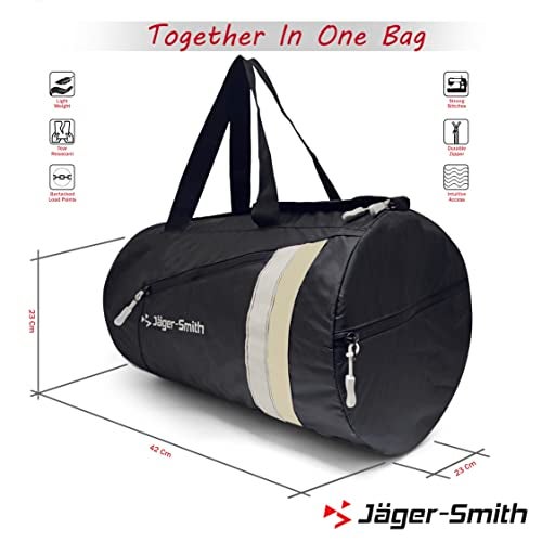 Jager_Smith Jager-Smith GB 900 Multipurpose Gym Bag with Shoe Compartment (Black, White & Cream) - Image 3