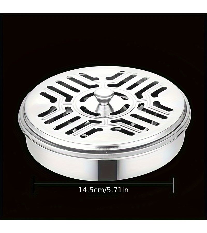Stainless Steel Mosquito Coil Holder With Lid Fireproof Heat Resistant Incense Tray Stand For Home And Outdoor Use - Image 3