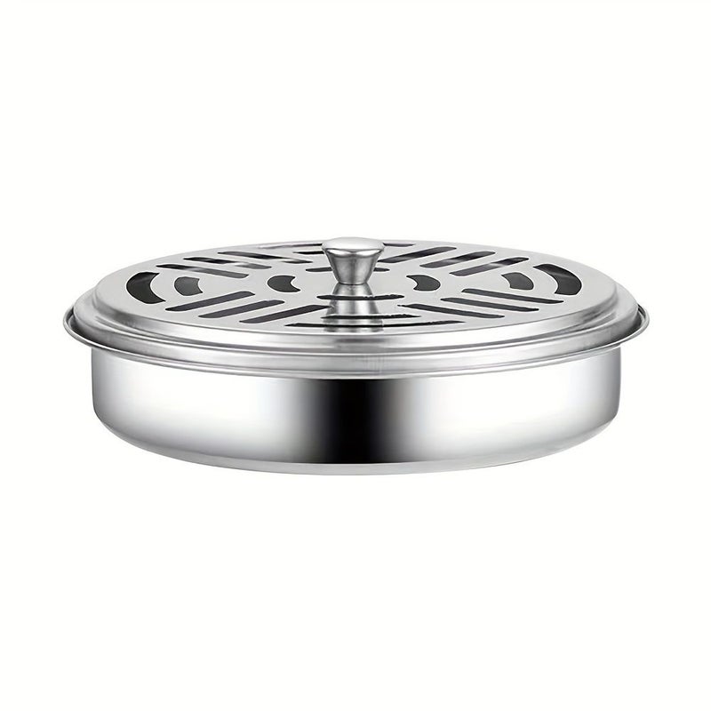Stainless Steel Mosquito Coil Holder With Lid Fireproof Heat Resistant Incense Tray Stand For Home And Outdoor Use - Image 4