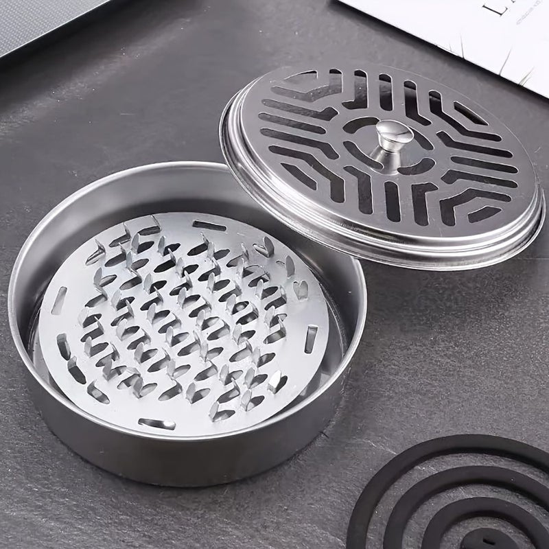 Stainless Steel Mosquito Coil Holder With Lid Fireproof Heat Resistant Incense Tray Stand For Home And Outdoor Use - Image 5