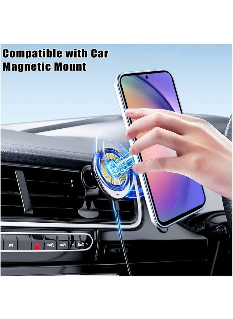 Generic Magnetic Phone Ring Holder Shockproof Protective Case Cover For Samsung Galaxy A55 Blue/Clear  - Image 3