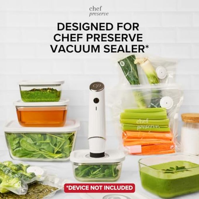 Chef Preserve Glass Vacuum Seal Containers for Meal Prep, Food Storage, Made For Compact Vacuum Sealer, 3pcs set [3x Large] Works With Handheld Vacuum Sealer Machine - Image 2