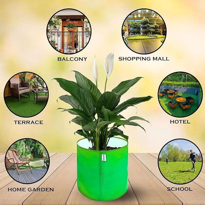 Essoti's Premium Hdpe Uv Protected 260 GSM Round Shaped (Pack of 4 (Green), 12 x 12 Inch) Green Colour Plants Grow Bags Suitable for Terrace and Vegetable Gardening - Image 5