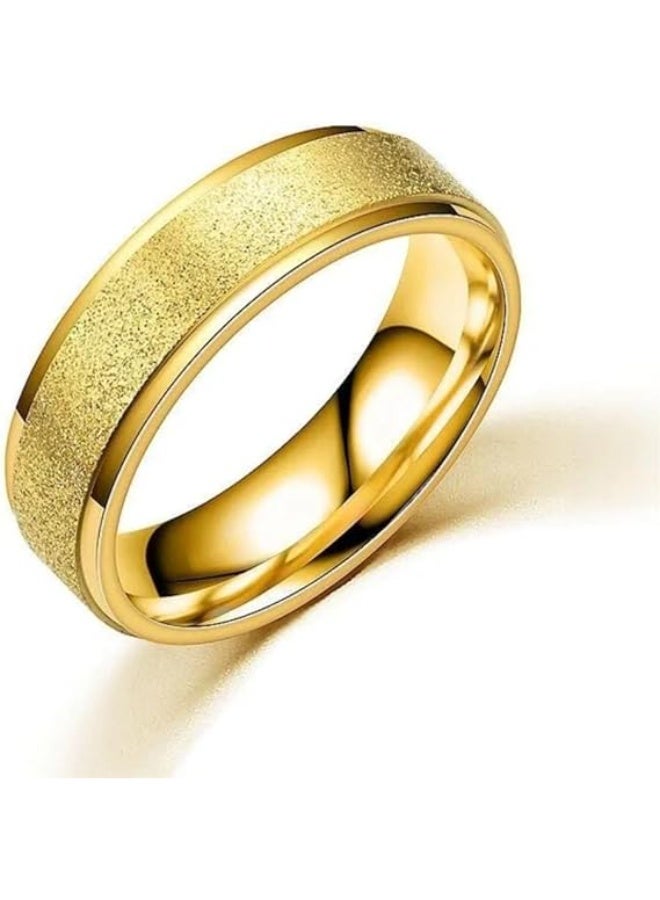 Fayrouz Jewellery Luxury Solitaire Ring Polished Stainless Steel with Shiny Sand Effect, Elegant Design, Simple and Stylish, Rust and Corrosion Resistant, Long Lasting Delicate Shine. - Image 1