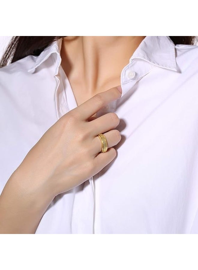 Fayrouz Jewellery Luxury Solitaire Ring Polished Stainless Steel with Shiny Sand Effect, Elegant Design, Simple and Stylish, Rust and Corrosion Resistant, Long Lasting Delicate Shine. - Image 3