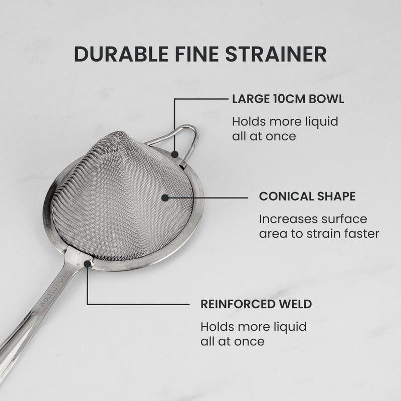 A Bar Above Professional Cocktail Strainer Set, 3-Piece Bundle, Includes Hawthorne and Julep Strainer, Fine Mesh Strainer, Rust Proof, Stainless Steel, for Home and Professional Bartender - Image 3