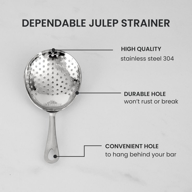A Bar Above Professional Cocktail Strainer Set, 3-Piece Bundle, Includes Hawthorne and Julep Strainer, Fine Mesh Strainer, Rust Proof, Stainless Steel, for Home and Professional Bartender - Image 5