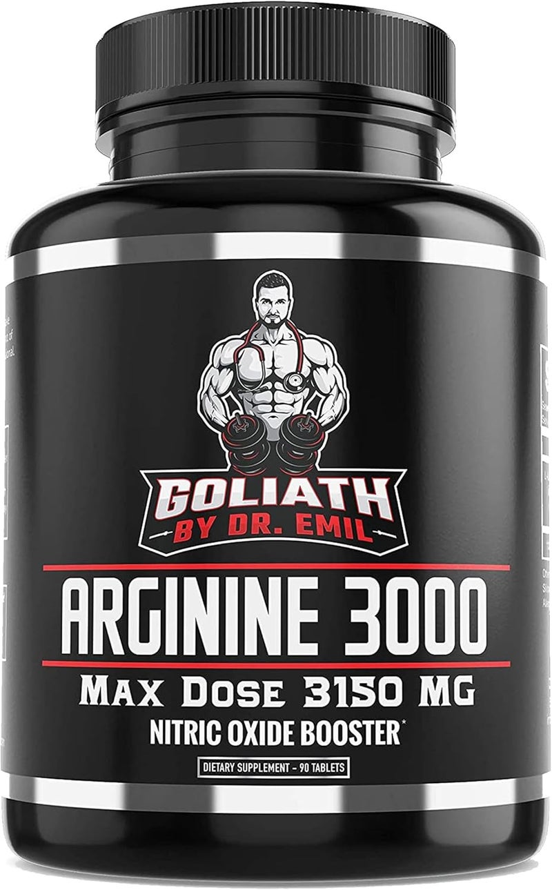 DR EMIL NUTRITION Dr Emil  L Arginine 3150mg Highest Capsule Dose  Nitric Oxide Supplement for Vascularity Endurance and Heart Health AAKG and HCL  90 Tablets - Image 1