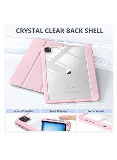 Generic for iPad Air 13 inch Case M2 2024 / iPad Pro 12.9 inch Case (6th/5th/4th/3rd Generation 2022/2021/2020/2018), Built-in Pencil Holder & Auto Wake/Sleep, Slim Clear Back Shell, Light Pink  - Image 2