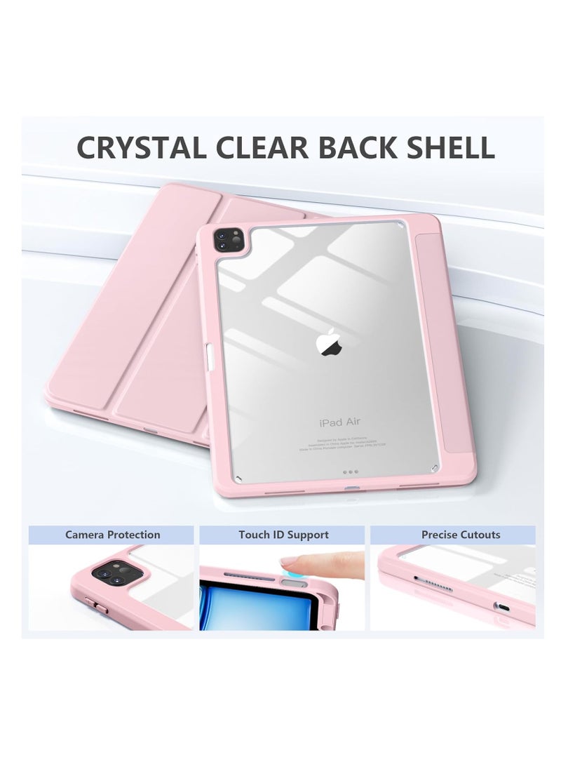 Generic - for iPad Air 13 inch Case M2 2024 / iPad Pro 12.9 inch Case (6th/5th/4th/3rd Generation 2022/2021/2020/2018), Built-in Pencil Holder & Auto Wake/Sleep, Slim Clear Back Shell, Light Pink - Image 1