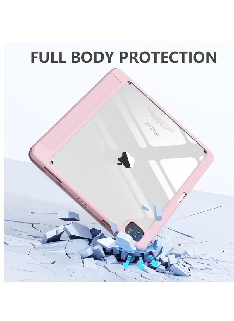 Generic - for iPad Air 13 inch Case M2 2024 / iPad Pro 12.9 inch Case (6th/5th/4th/3rd Generation 2022/2021/2020/2018), Built-in Pencil Holder & Auto Wake/Sleep, Slim Clear Back Shell, Light Pink - Image 1